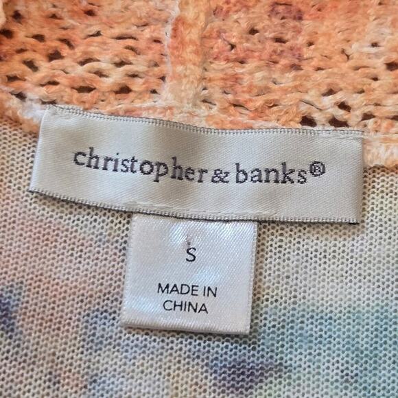 Christopher & Banks Multicolor Watercolor with Rhinestones Cardigan, Size Small - Picture 2 of 8